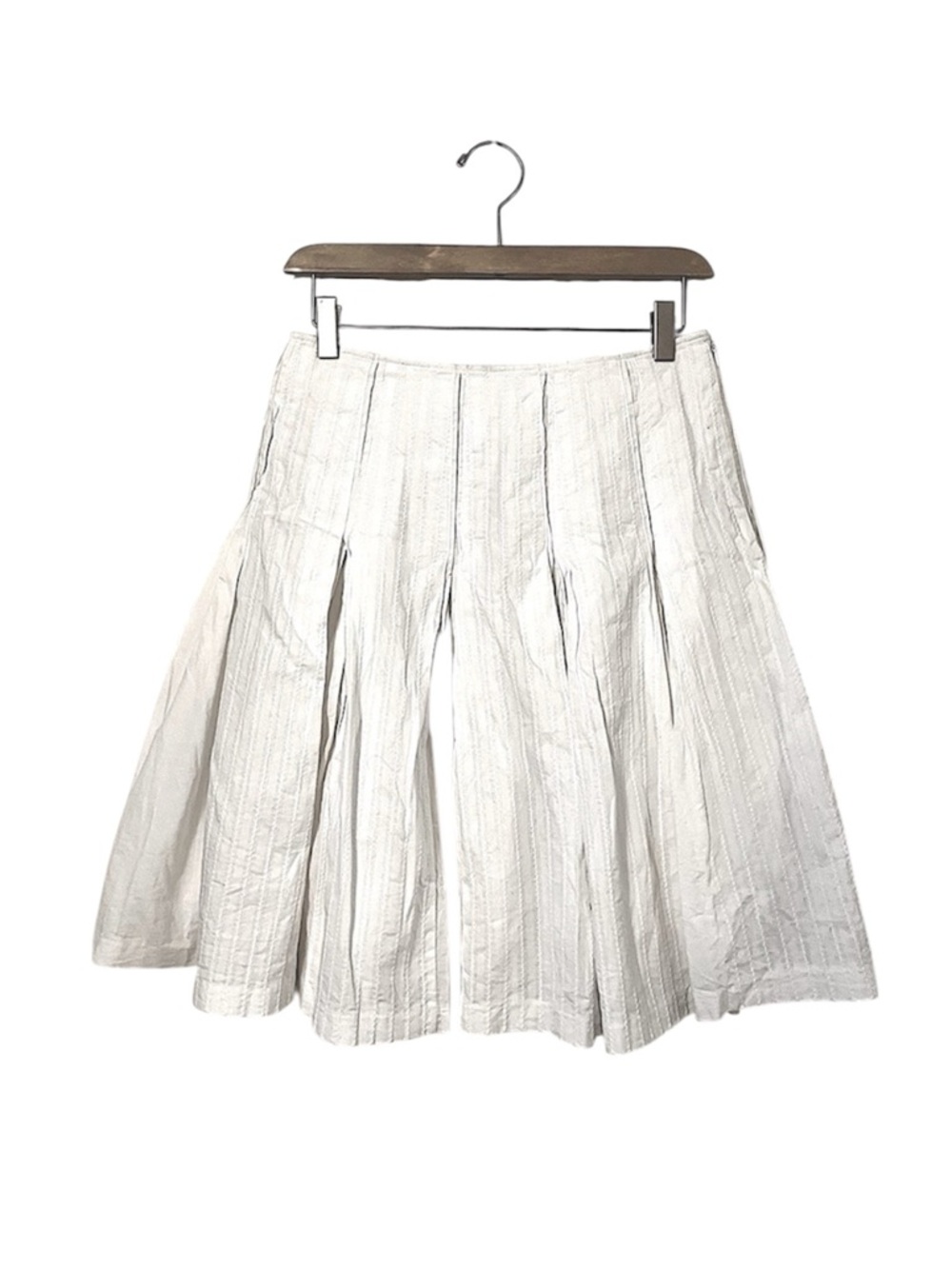 Chatelaine White Pleated Cotton Poplin MIDI Skirt 26” Waist